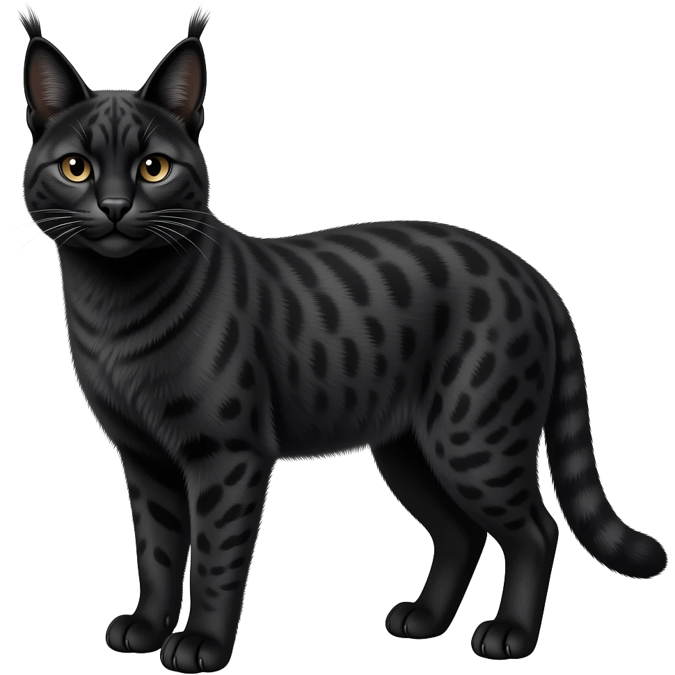Black Melanistic diaphanous  Realistic Serval-Caracal-hybrid-fusion emoji