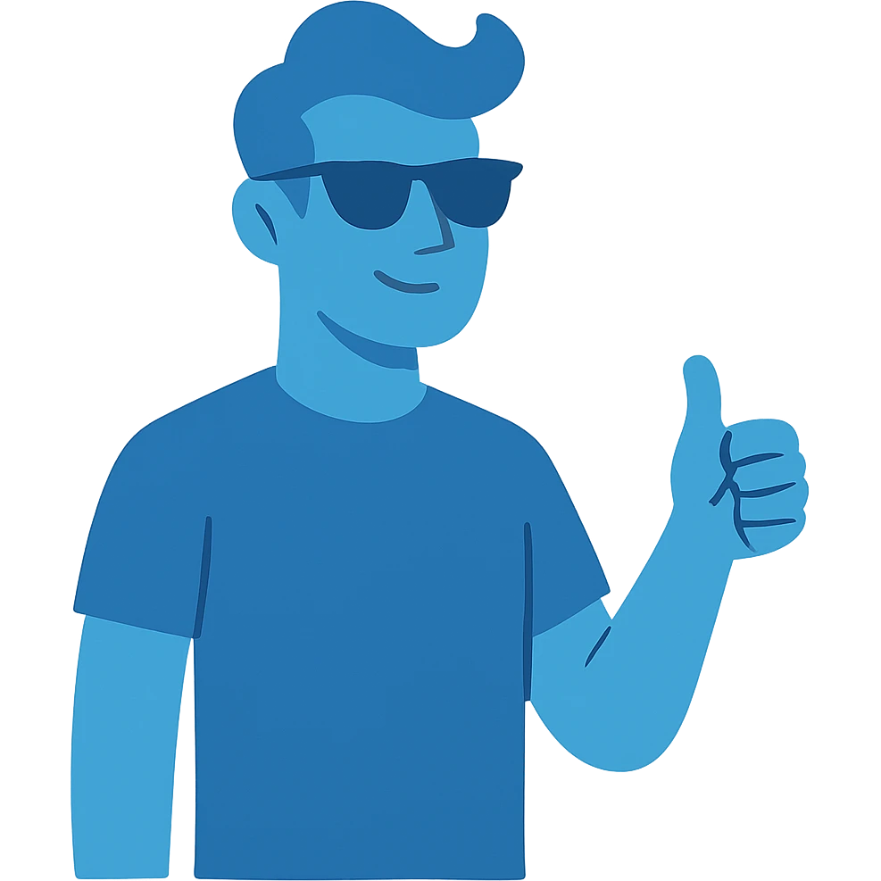 flat toon style cool blue man emoji