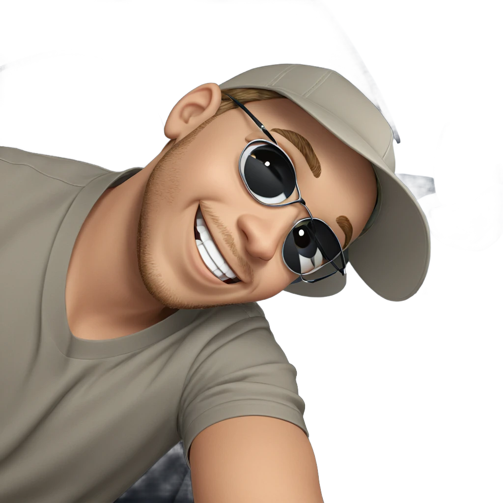 smiling boy with hat inside car emoji