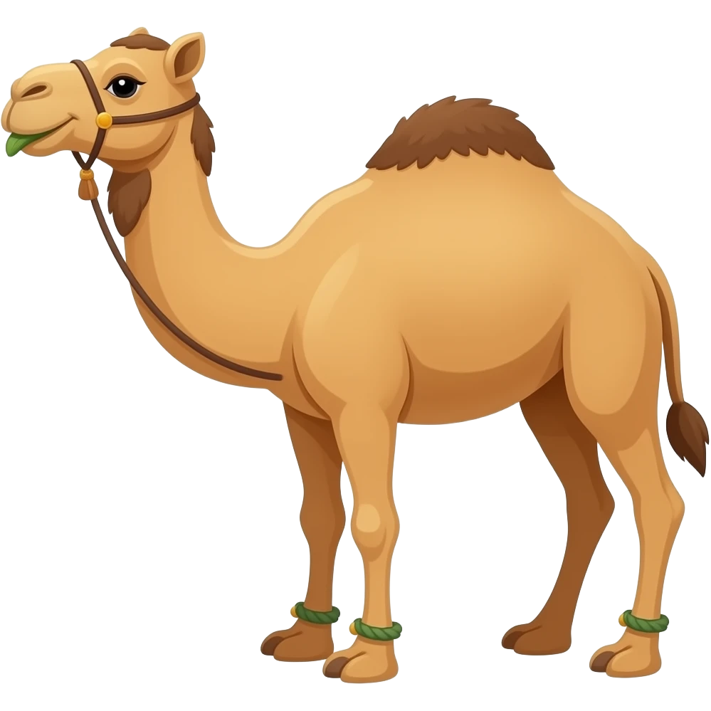 Cartoon dromedary eating emoji