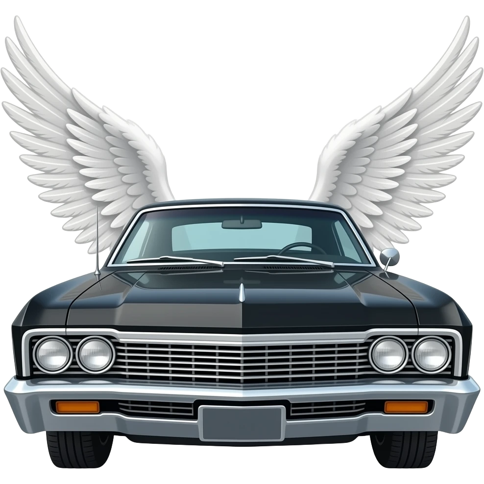 chevrolet impala 1967 noire avec des ailes d'ange emoji
