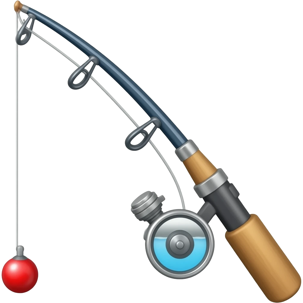 simple stick fishing pole with small bobber emoji