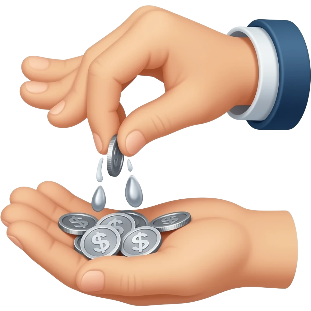 silver coins dropping out of manicured hand emoji