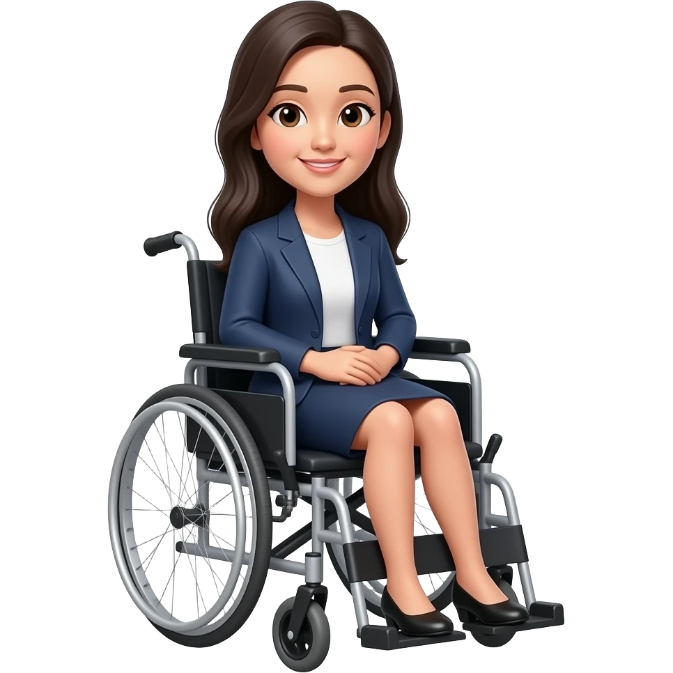 Asian woman with long hair in a wheelchair interviewee emoji