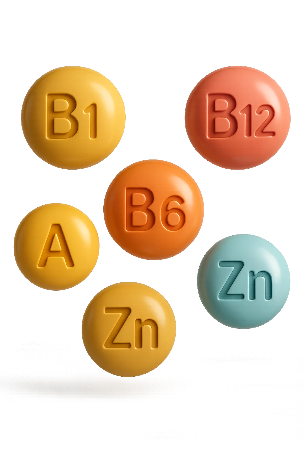 emoji stile iphone in 3d di vitamine del gruppo B, vitamina A, zinco, magnesio, iperrealistico 4k emoji