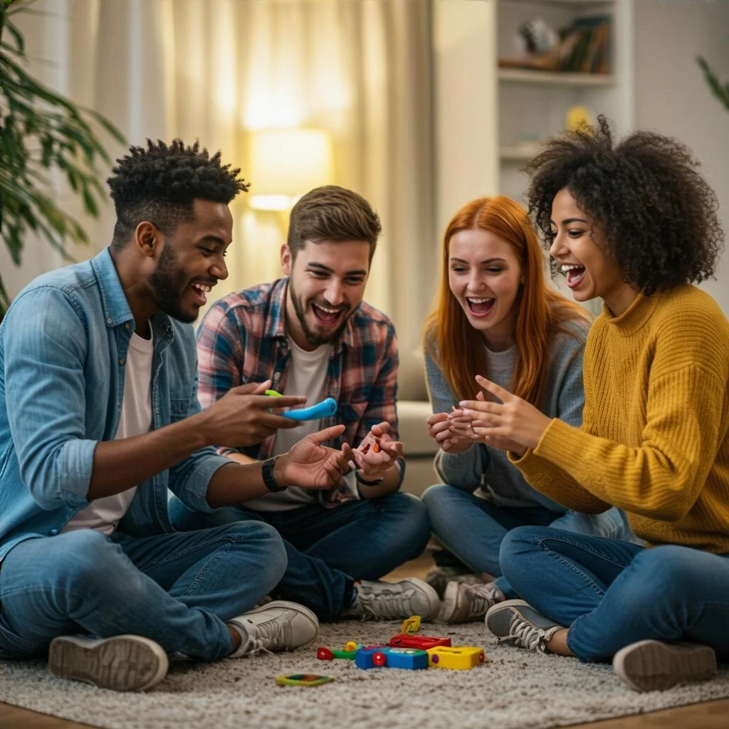 group of friends playing a fun game emoji