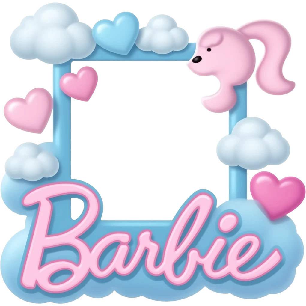 blue pink  Photo booth frame , transparent background inspired by barbie colour pallete emoji