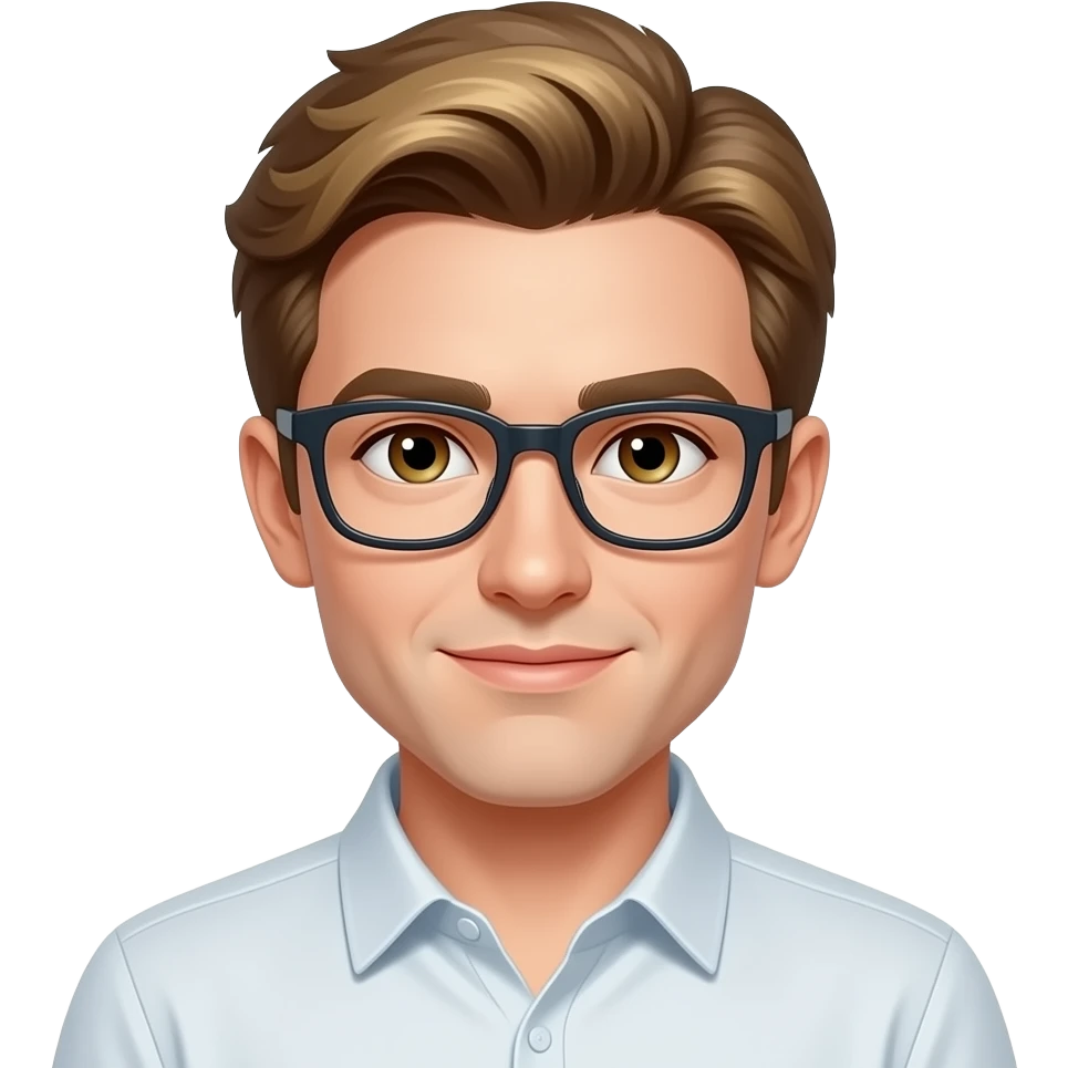 cheveux brun presque blond yeux noisette lunette emoji