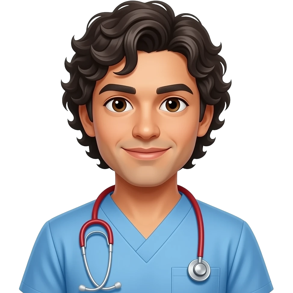 nurse hispanic man wavy hair emoji