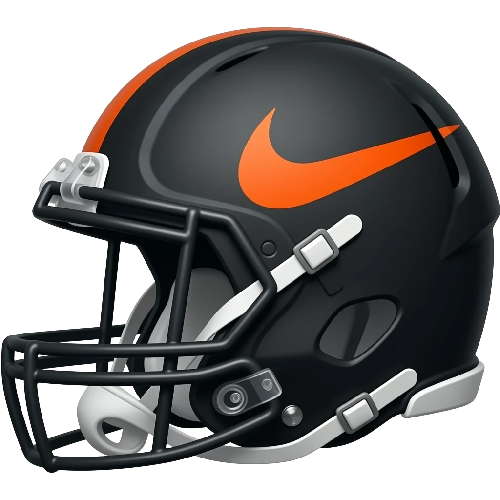 Nike front view football black helmet orange logo on side front view emoji