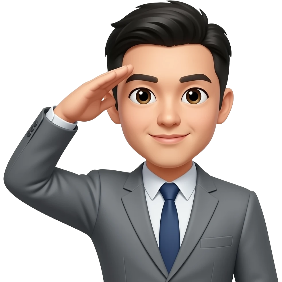 asian man saluting emoji