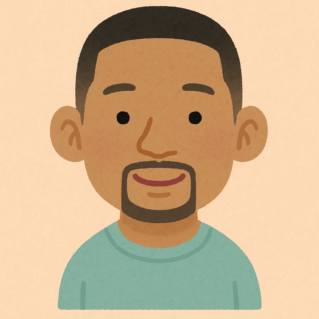 Will Smith's head in Irasutoya style, gentle eyes, short hair, iconic ears, cute and approachable emoji