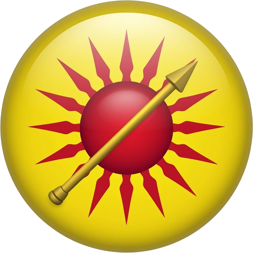 Generate me a house Martell shield, round, orange, with a red son and a golden spear piercing it, make it look more like a shield and make the spear pierce the sun emoji