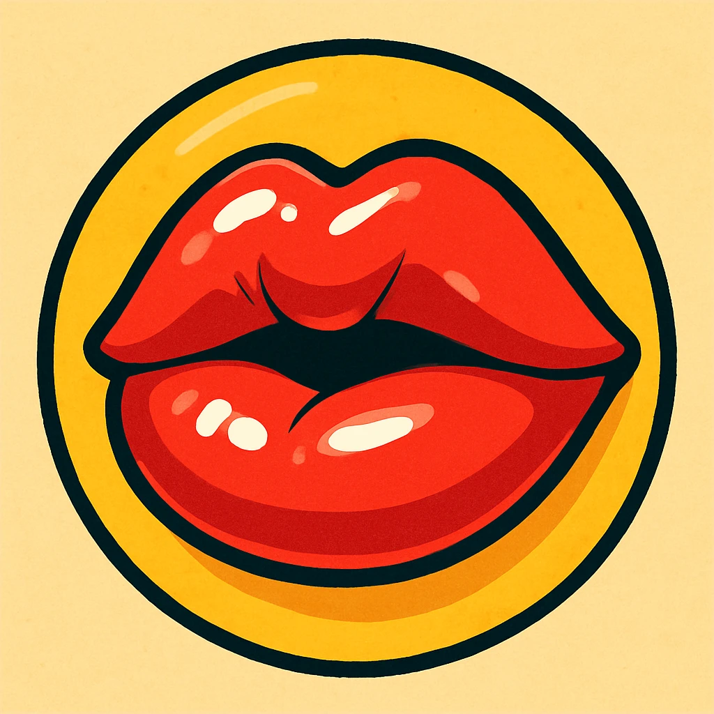 latex rubber mask lips emoji, cartoon style emoji