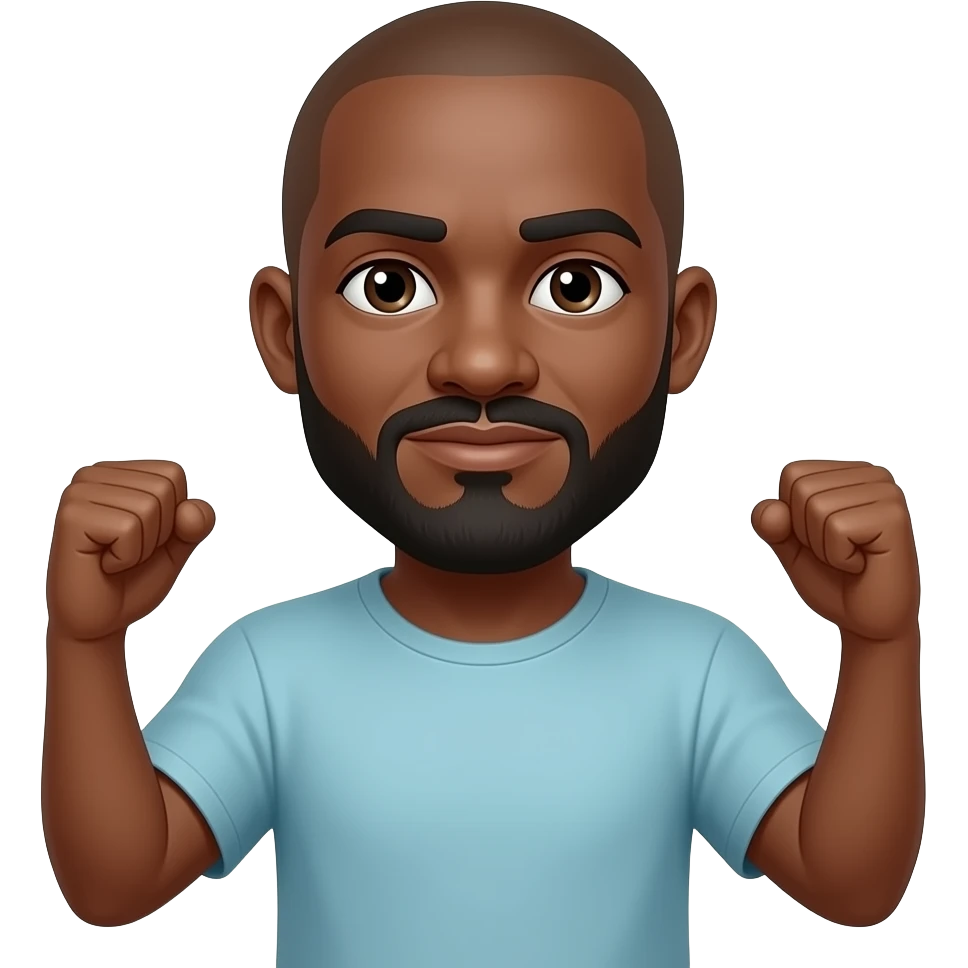 Shrugging bald mustache goatee black man emoji