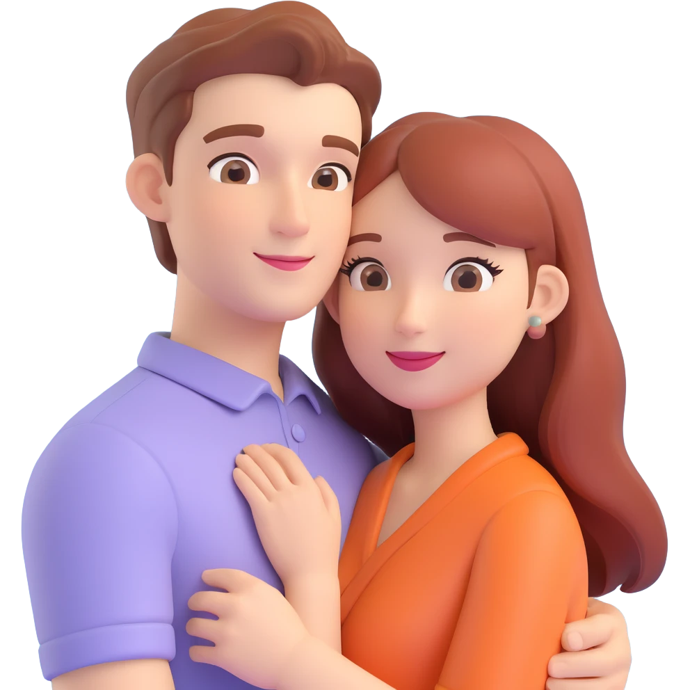 couple posing, close up pose, living room background emoji