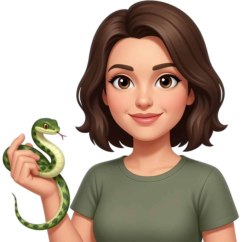 woman holding Snake in hand, bust size emoji