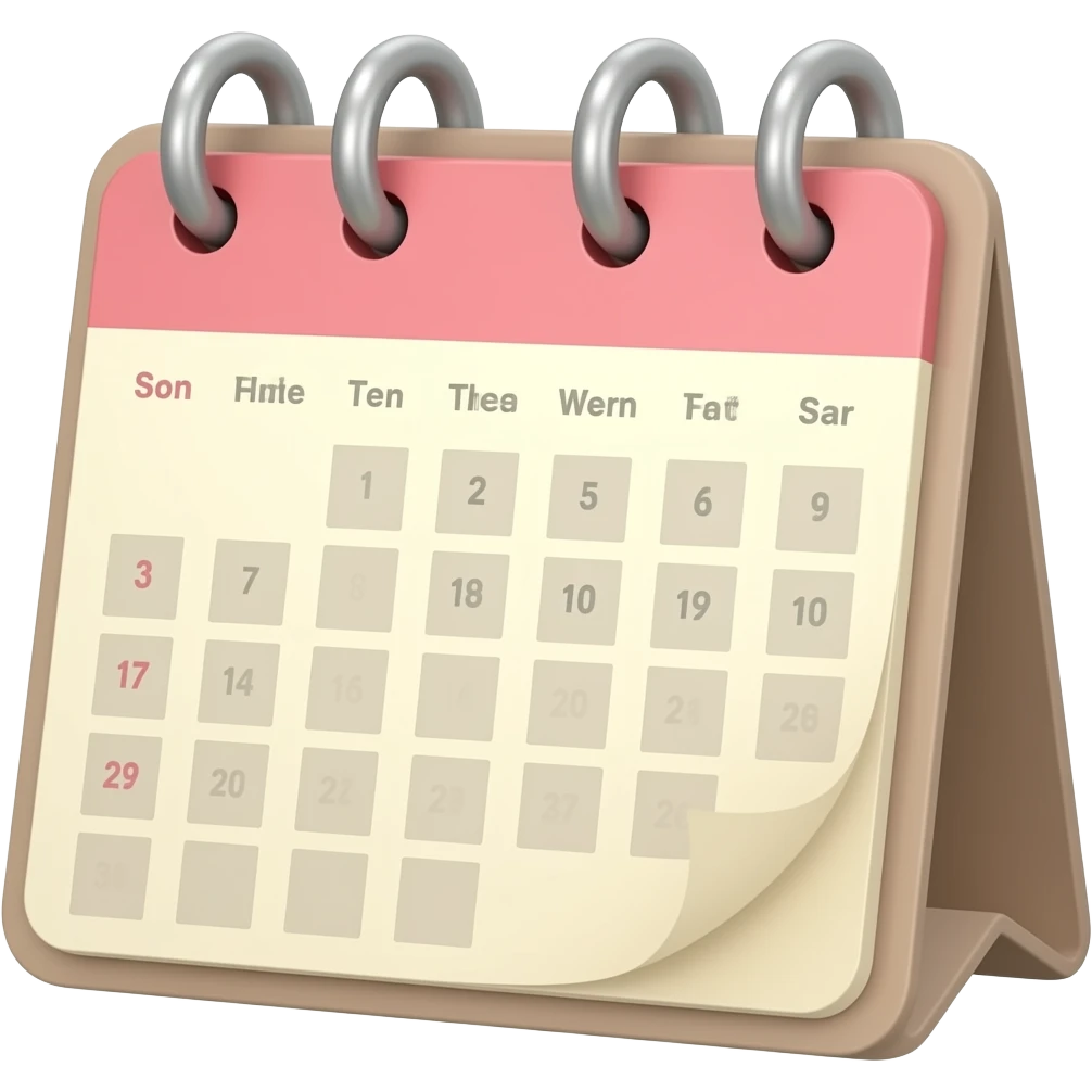 calendar, beige and blush pink palette emoji