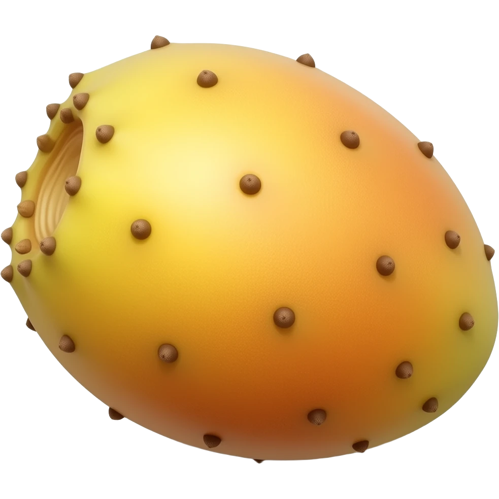 Make a stylistic vector yellow orange slightly oval prickly pear fruit smooth skin emoji