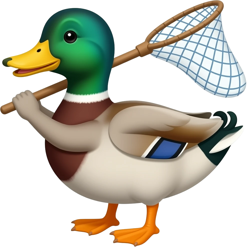 a duck throwing net emoji