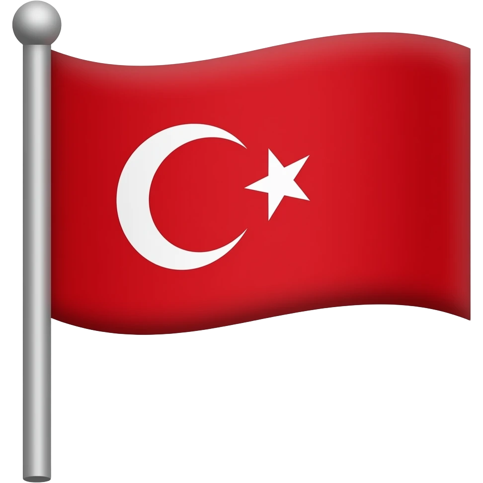 turkish flag on a silver color poll emoji