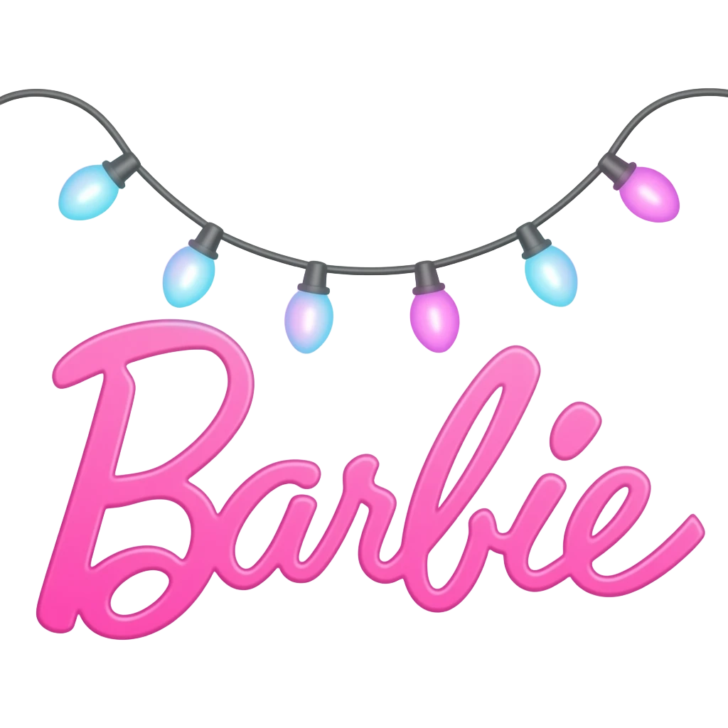 pink and blue a string of fairy lights glowing softly, warm light aesthetic, 3D render inspired by Barbie colour palette emoji