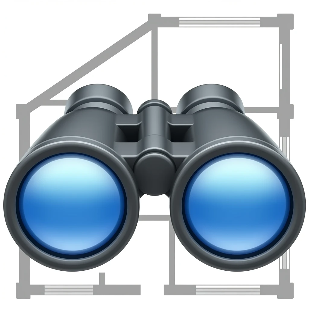 Binoculars on house floor plan emoji