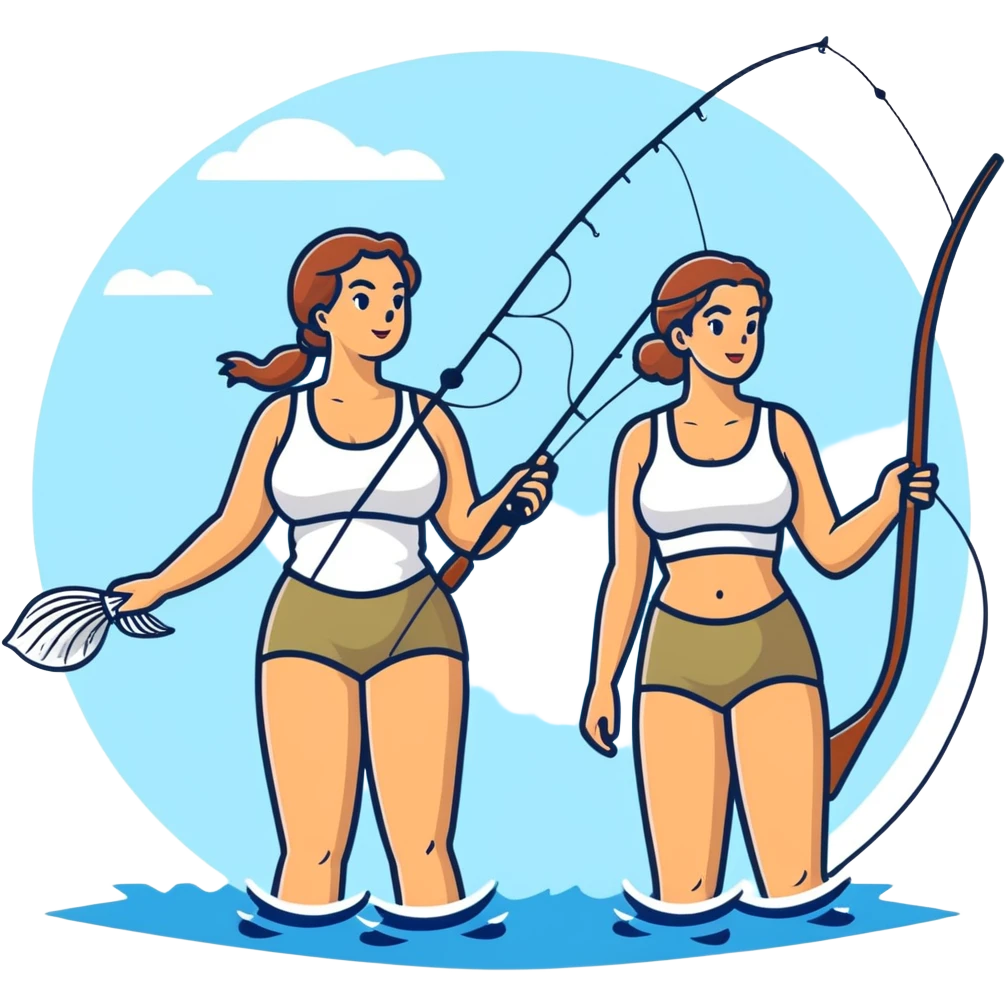 Two really pretty tall thin Greek girls one with big boobs fly fishing emoji