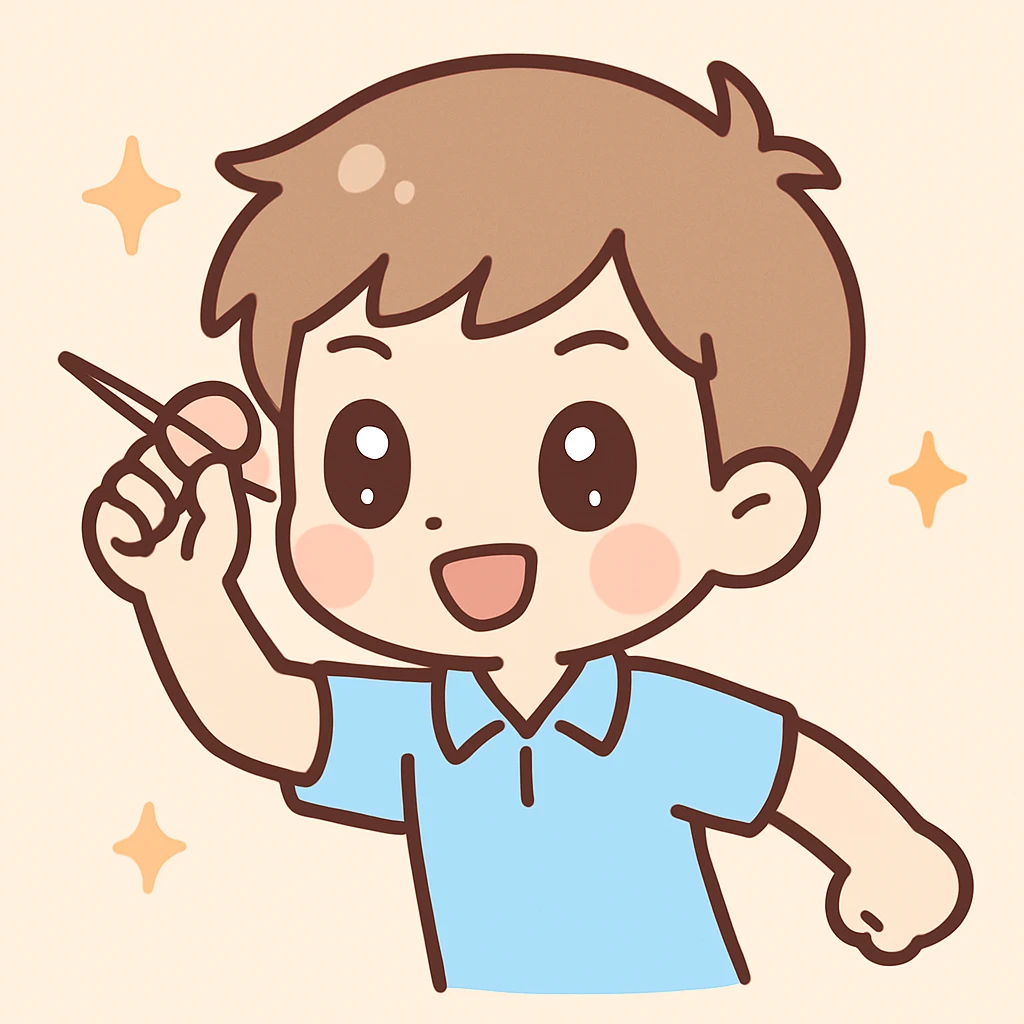 anime style emoji of a guy throwing darts, expressive and dynamic pose, simple background emoji