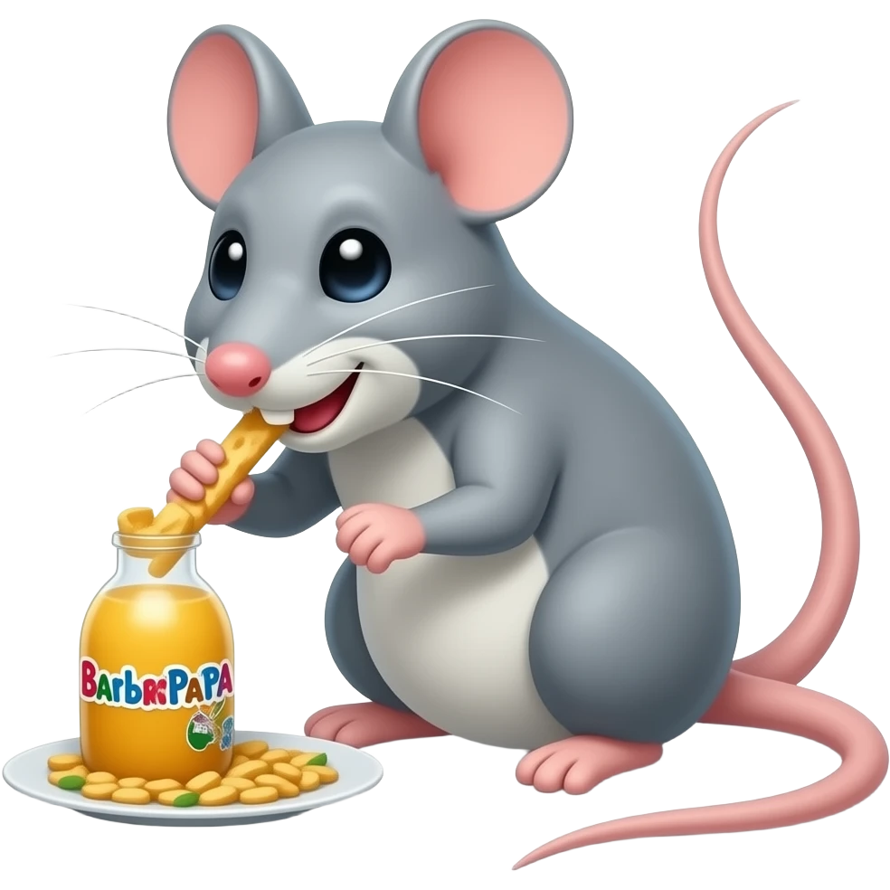 souris qui pete et qui mange une barbapapa emoji