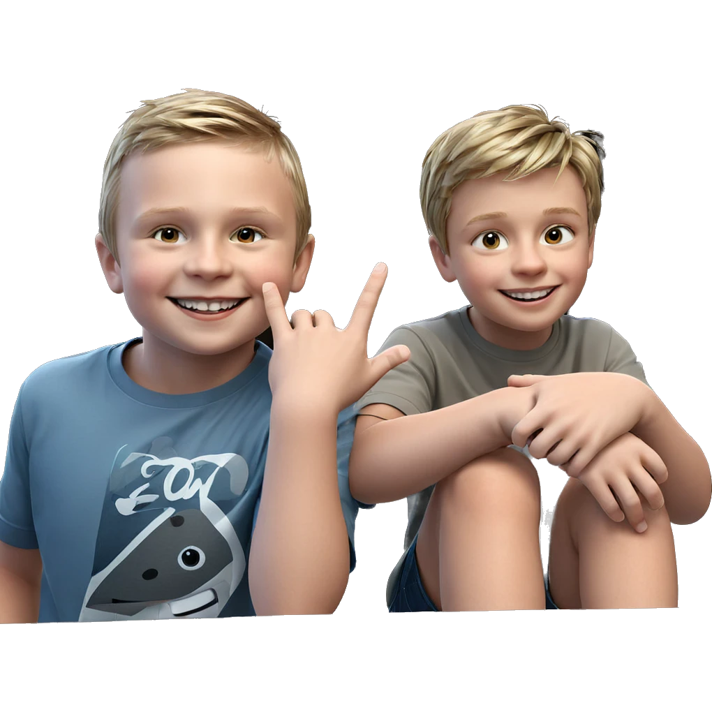 two boys sharing a smile emoji