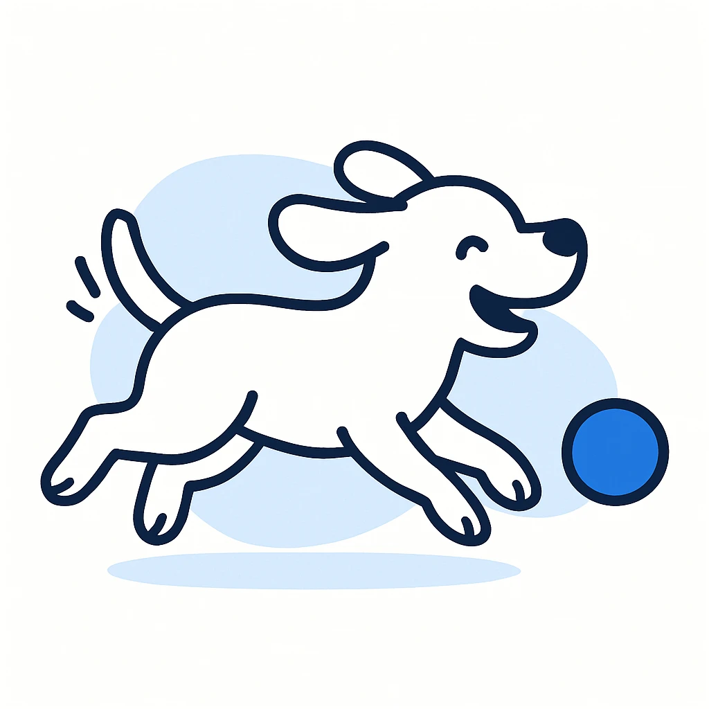 happy dog running after ball emoji