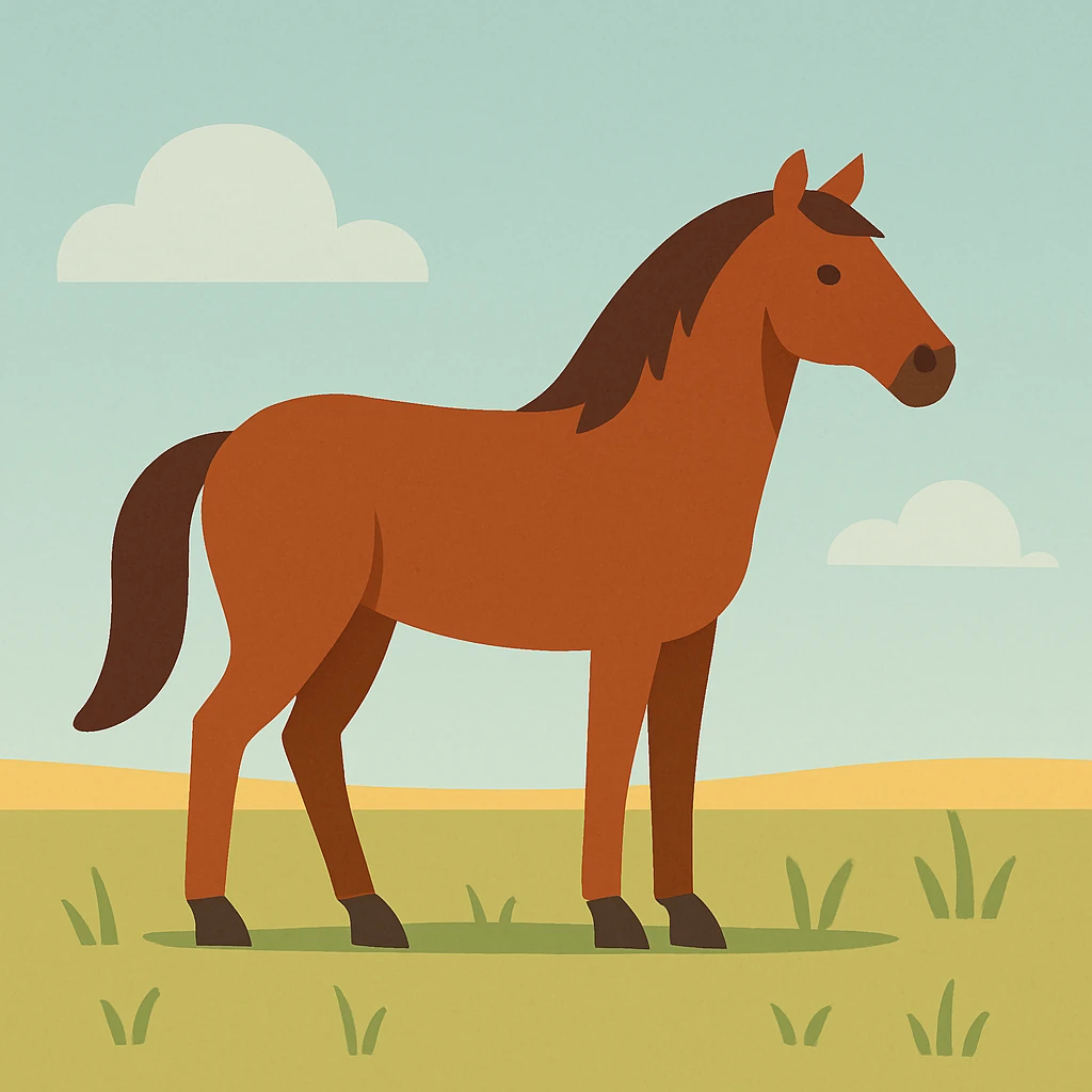 Flat design style horse in the plains emoji