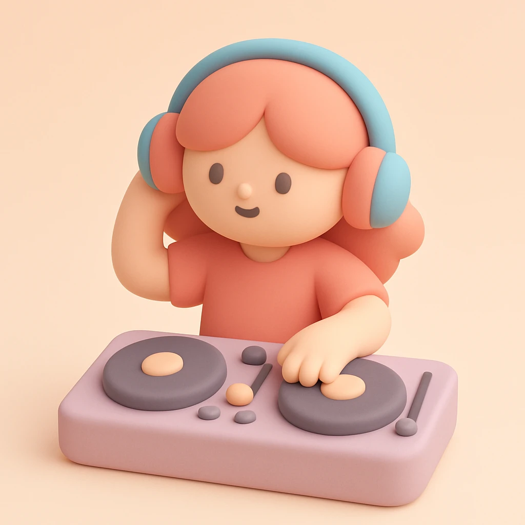 girl playing DJ set emoji