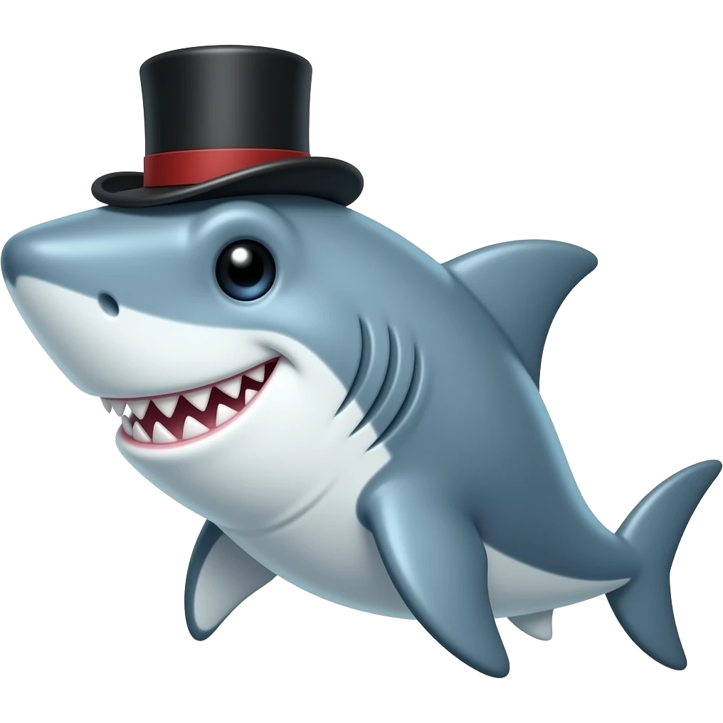 Shark with a top hat emoji