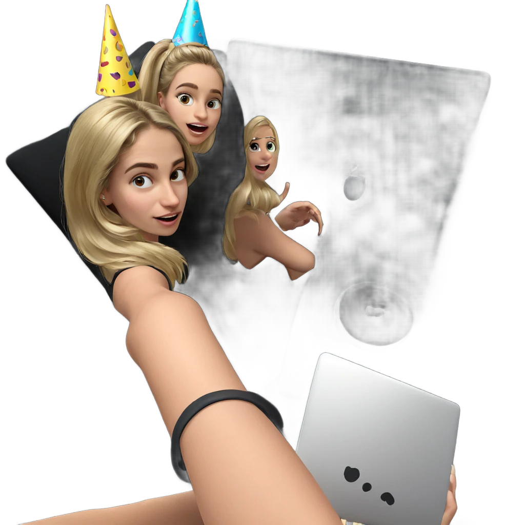 blonde girl in party hat emoji