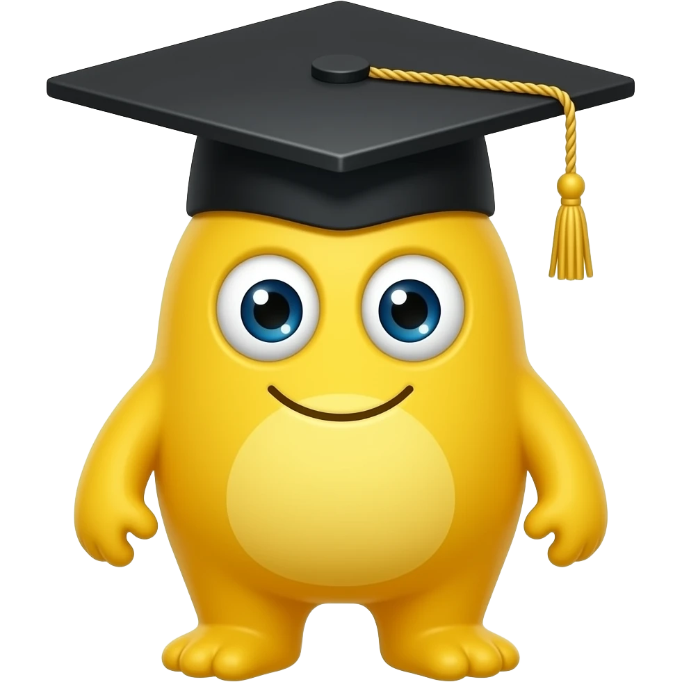 cute yellow graduated monster with big eyes emoji