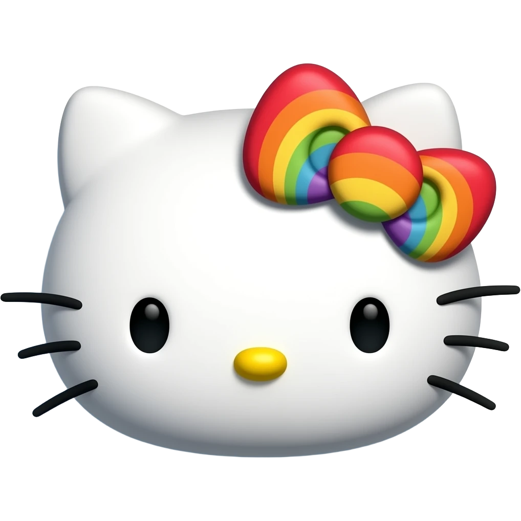 hello kitty face 3d raimbow shadow emoji