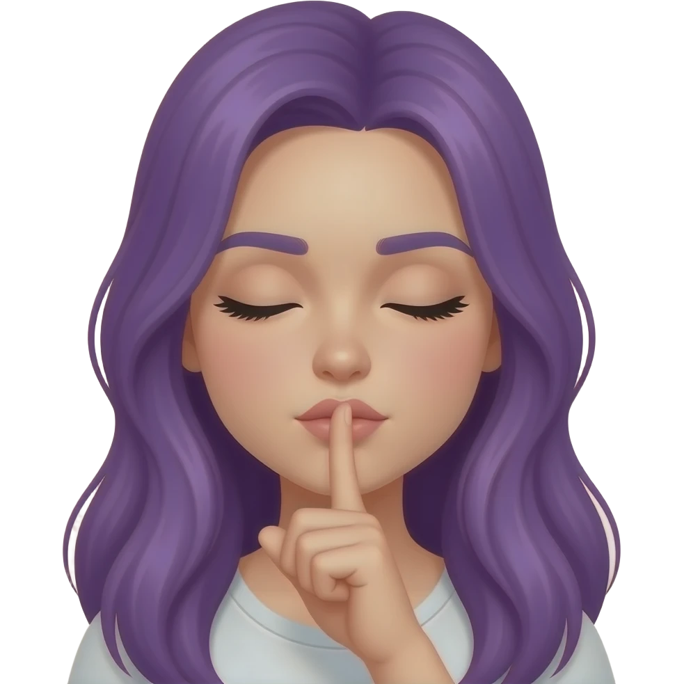GIRL WITH LONG PURPLE HAIR MAKES SHHT SOUND emoji