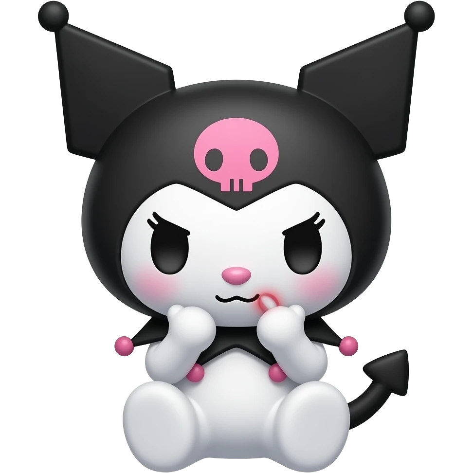 brown skin tone kuromi itching her skin emoji