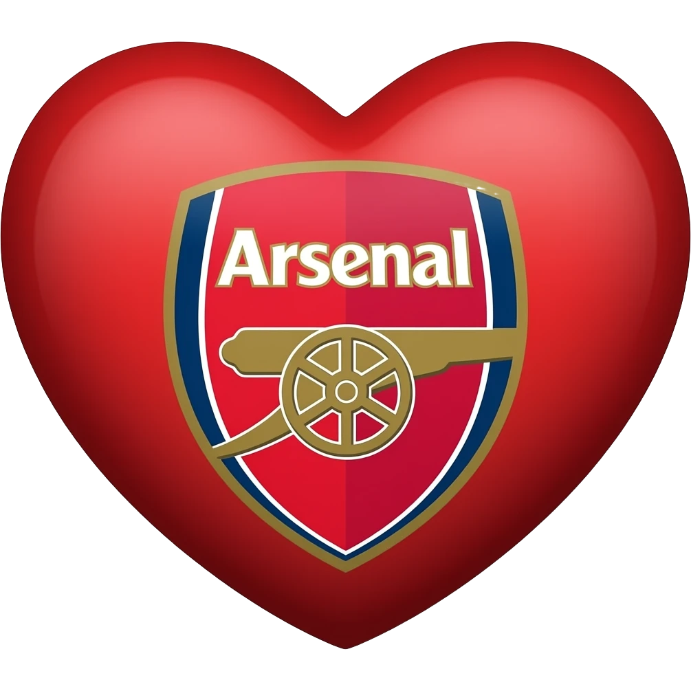 Arsenal football club logo in red heart emoji