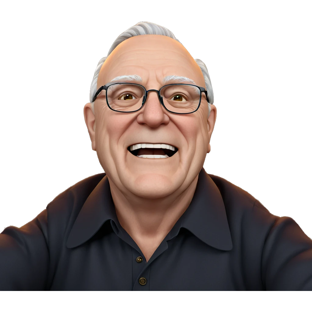 old man with glasses smiling emoji