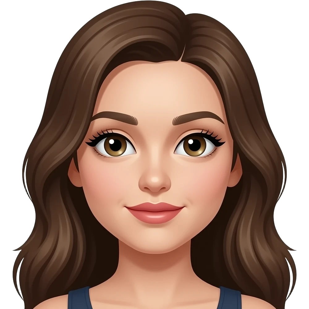 white girl long brown hair long eyelashes lipgloss emoji