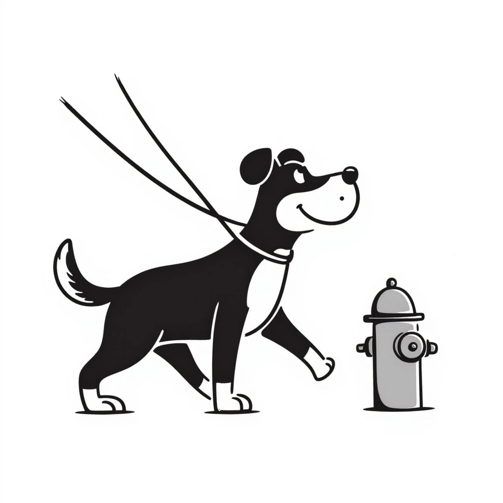 hand drawn doodle of a dog walking emoji
