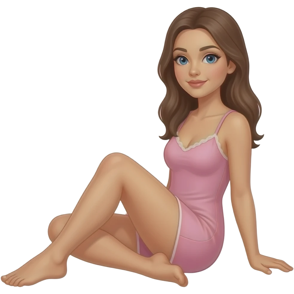 Women athletic legs flexed on pink nightgown emoji