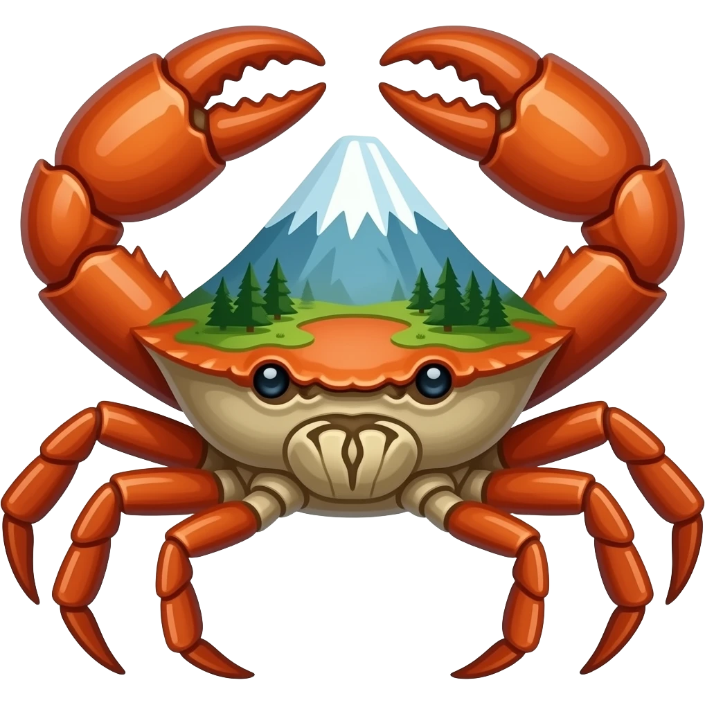 A big stone crab with a mountain on his back emoji