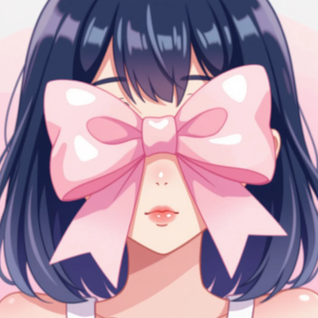 anime bow, blushing, soft pastel colors, kawaii face emoji