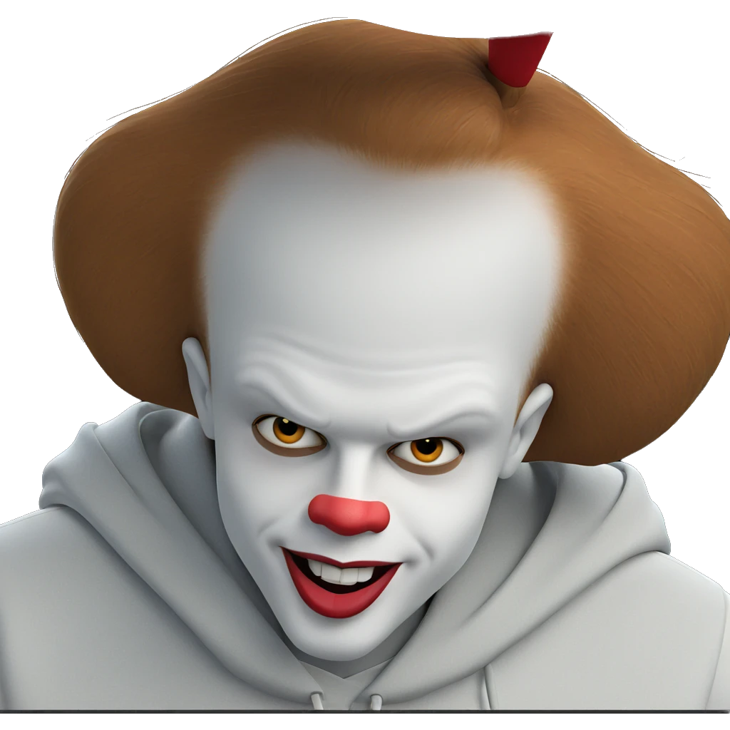 cheerful clown with yellow eyes emoji