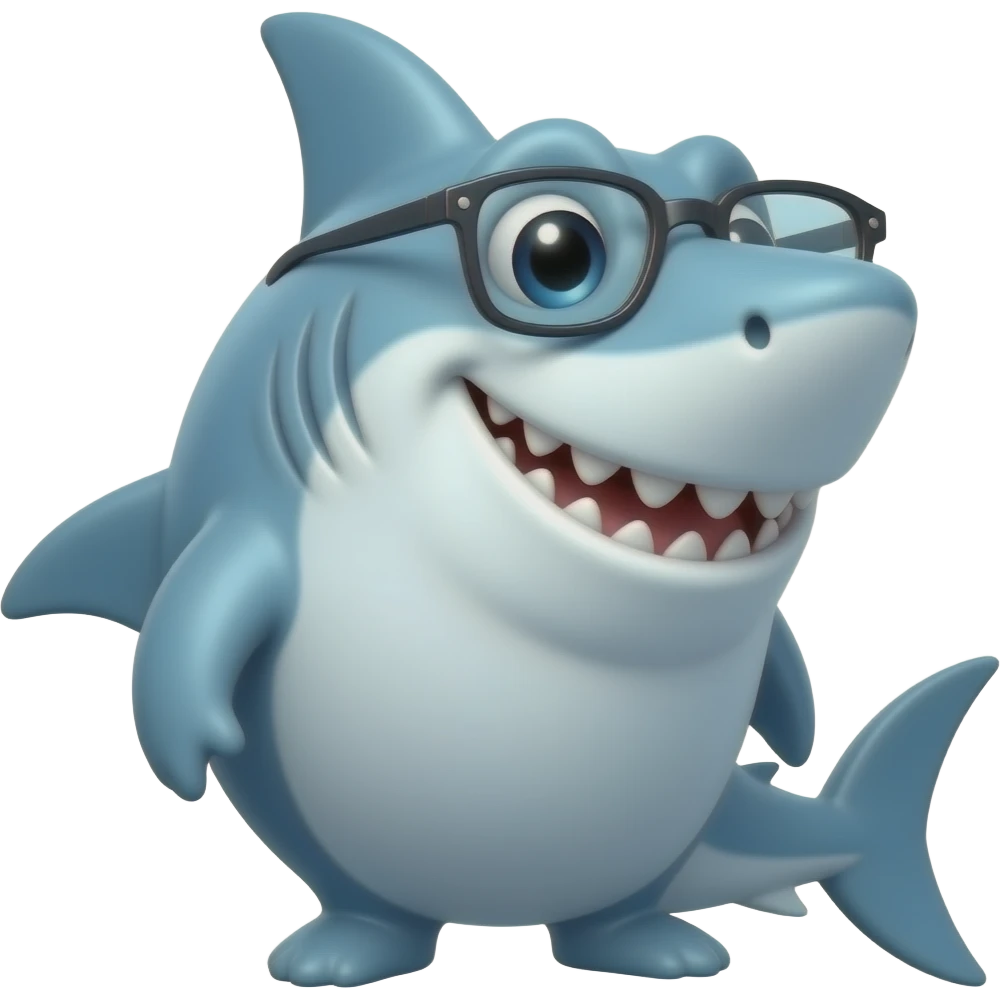 Tiburón con lentes emoji