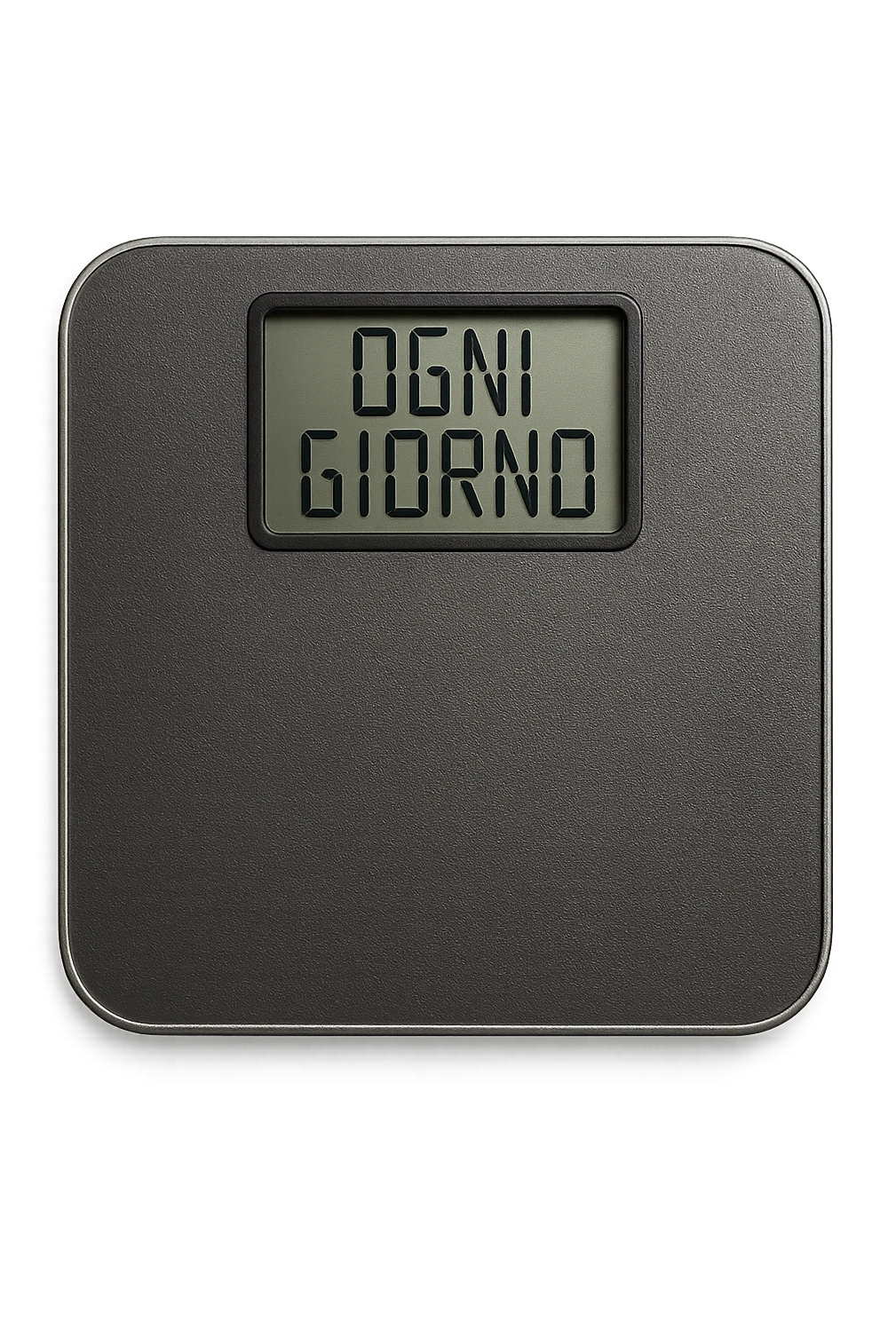BILANCIA PESAPERSONE CON LA SCRITTA "OGNI GIORNO" SUL DISPLAY, iperrealistico 4k emoji